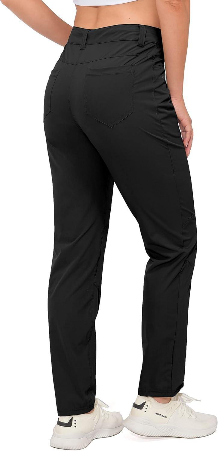 imageLittle Donkey Andy Womens Quick Dry Lightweight Stretchy Hiking Golf Pants UPF 50 Drawstring Pocket Anytime Pants Black S