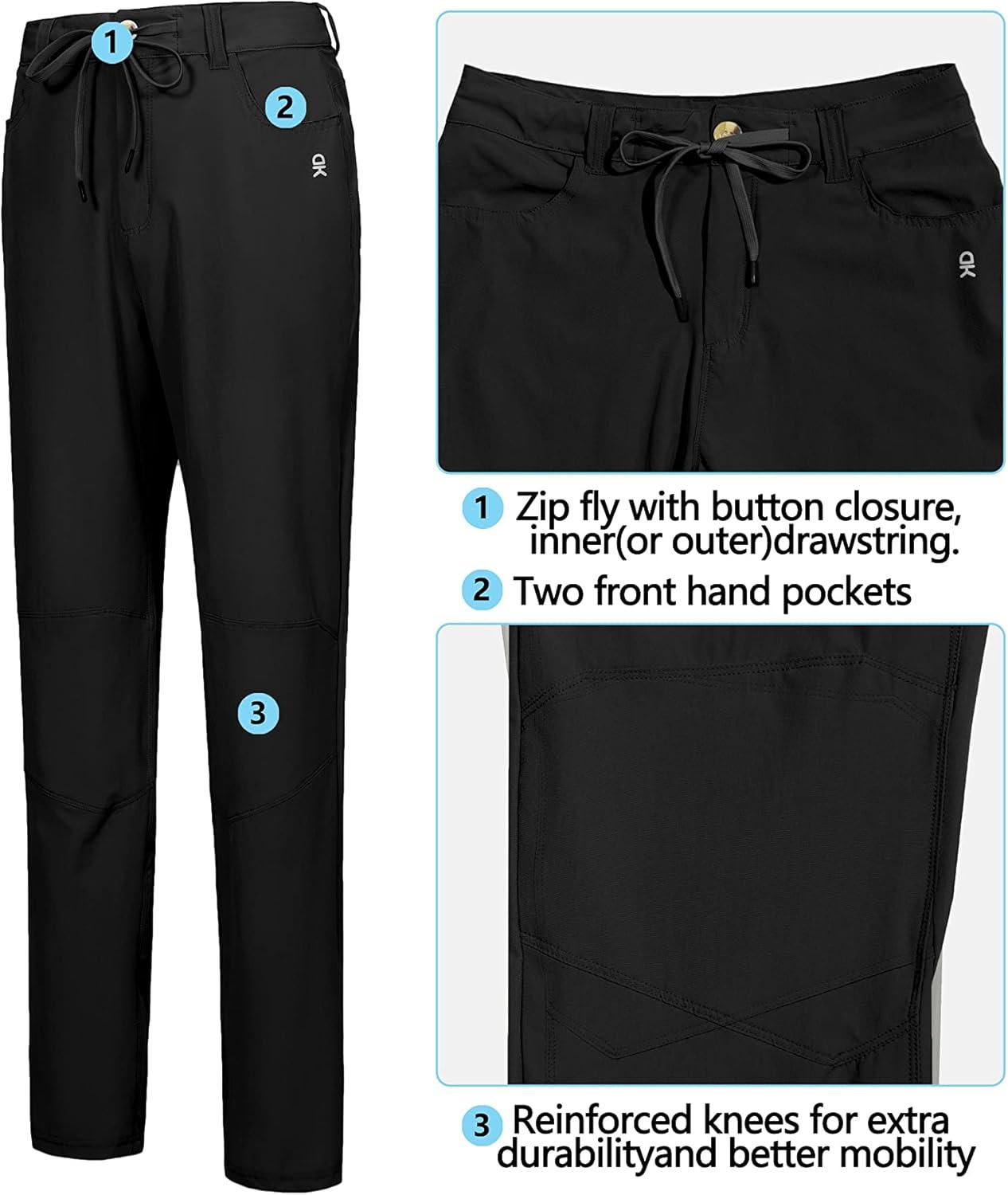 imageLittle Donkey Andy Womens Quick Dry Lightweight Stretchy Hiking Golf Pants UPF 50 Drawstring Pocket Anytime Pants Black S