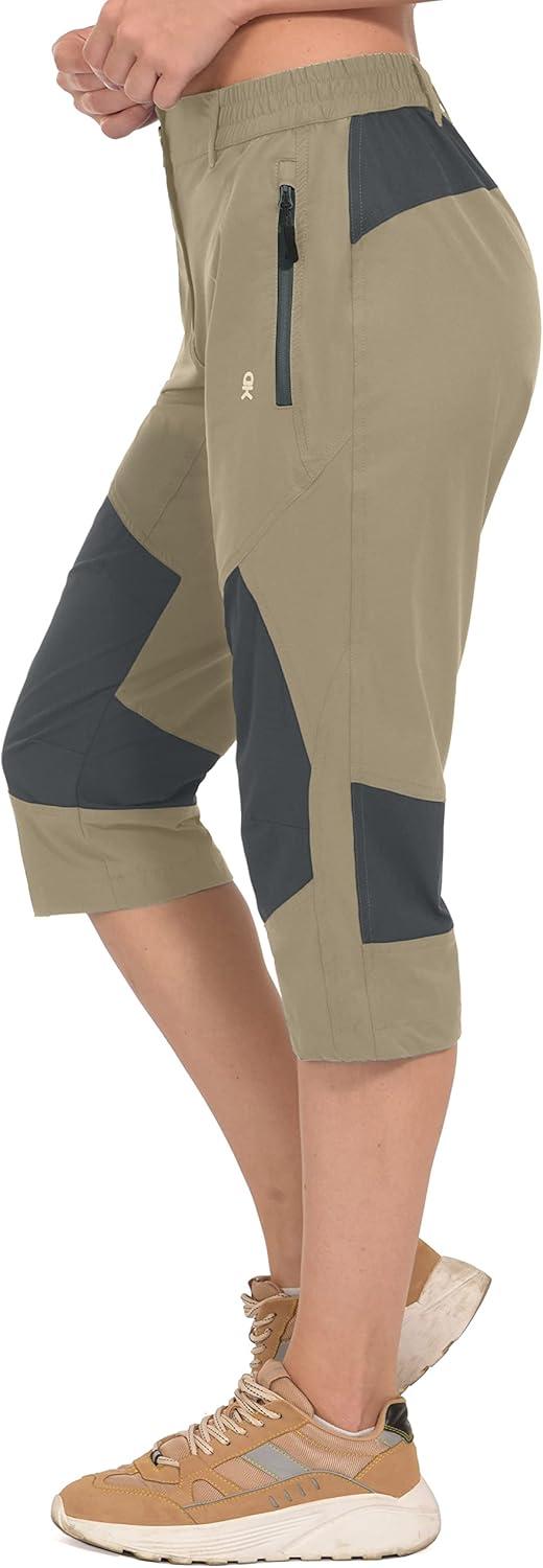 imageLittle Donkey Andy Womens Quick Dry Water Repellent 34 Pants Capri Shorts Lightweight UPF 50 Cool Hiking Travel4 Khaki