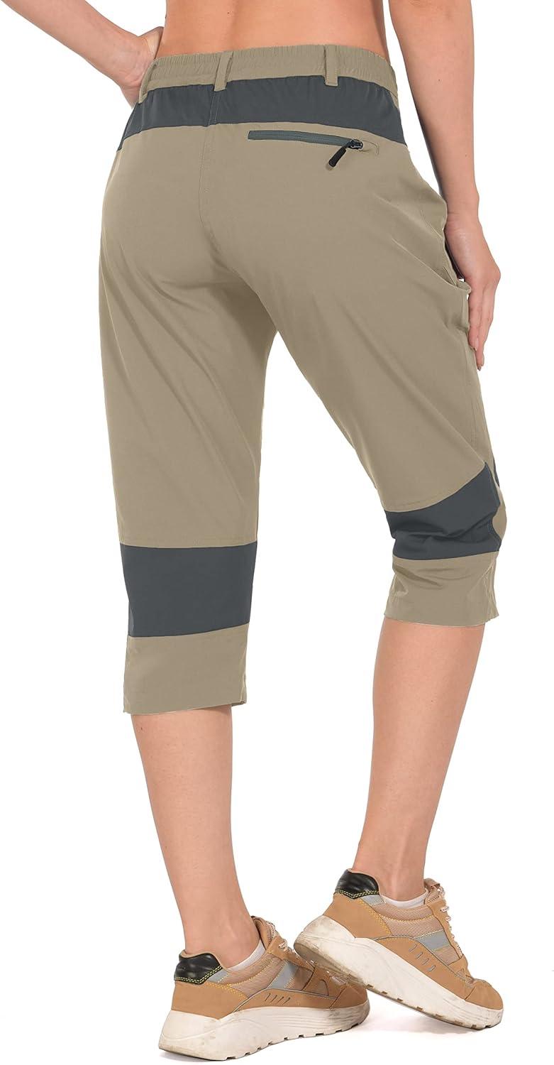 imageLittle Donkey Andy Womens Quick Dry Water Repellent 34 Pants Capri Shorts Lightweight UPF 50 Cool Hiking Travel4 Khaki