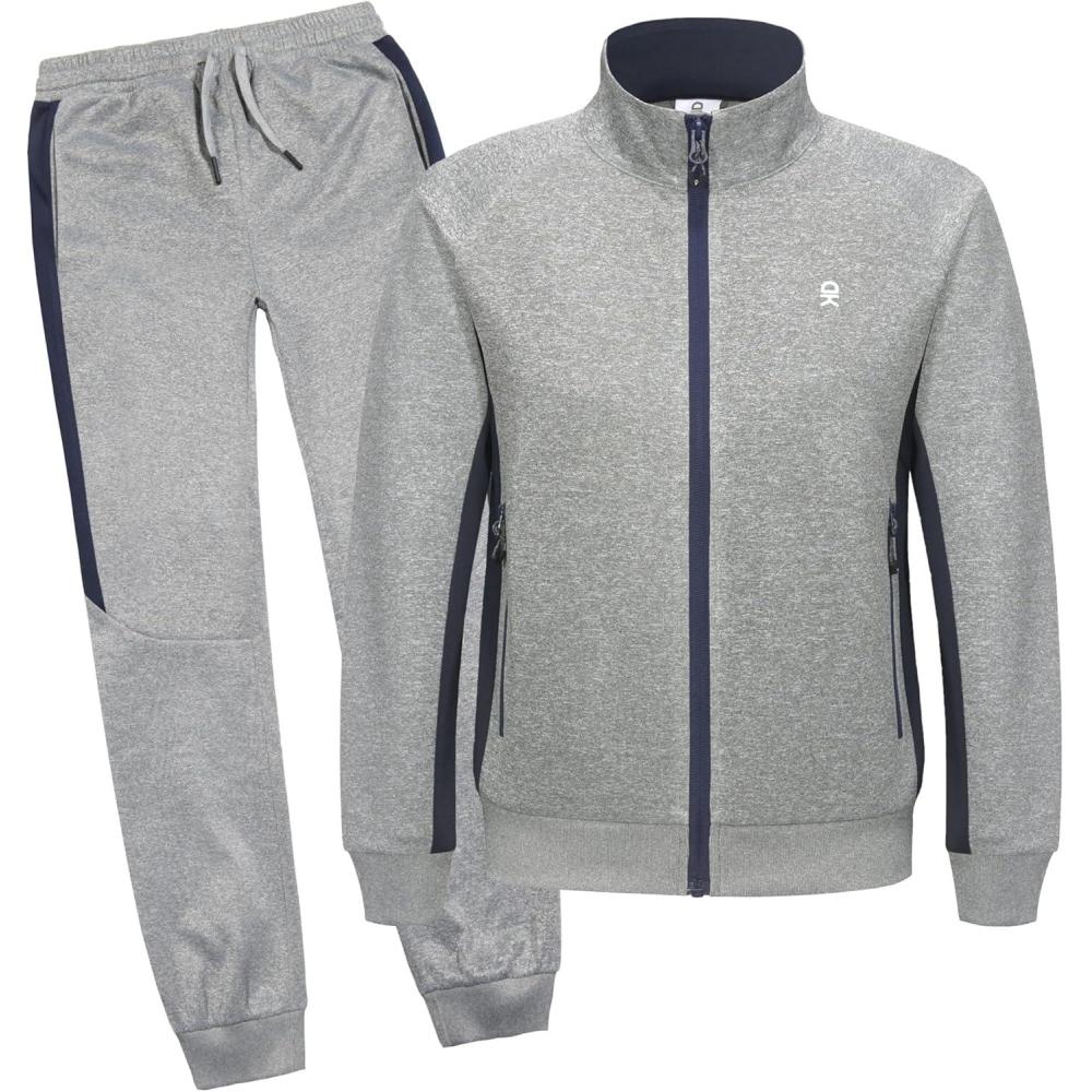 imageLittle Donkey Andy Boys Quick Dry Tracksuits Stretch Durable Sweet Suit for Boys Breathable Boys ActivewearLight Grey