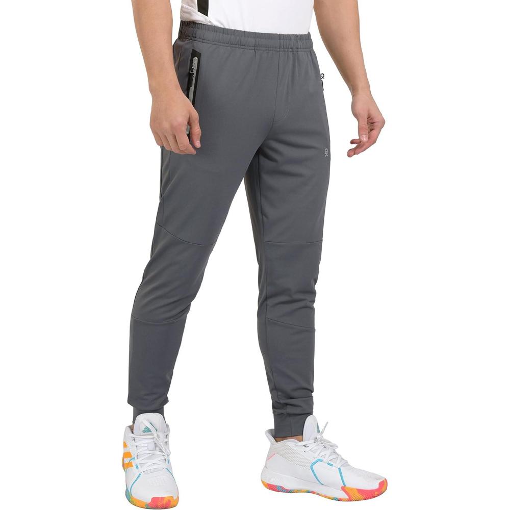 imageLittle Donkey Andy Mens Jogger Pants Sweatpants with Zipper Pockets Tapered Athletic Pants for Men Running Gym WorkoutGrey