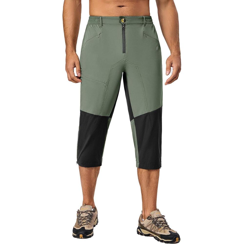 imageLittle Donkey Andy Mens Quick Dry 34 Pants Capri Shorts Lightweight Hiking Running Travel CasualGreenbrier