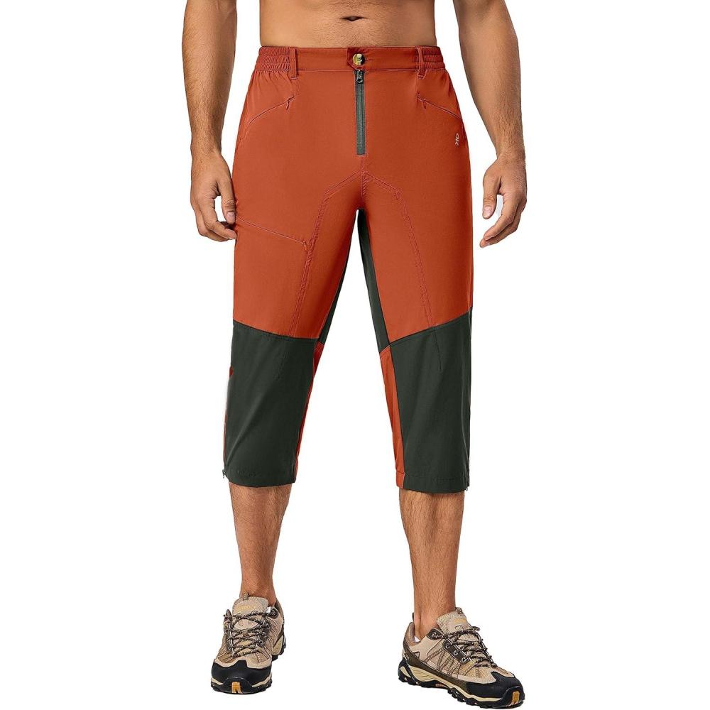 imageLittle Donkey Andy Mens Quick Dry 34 Pants Capri Shorts Lightweight Hiking Running Travel CasualVibrant Orange
