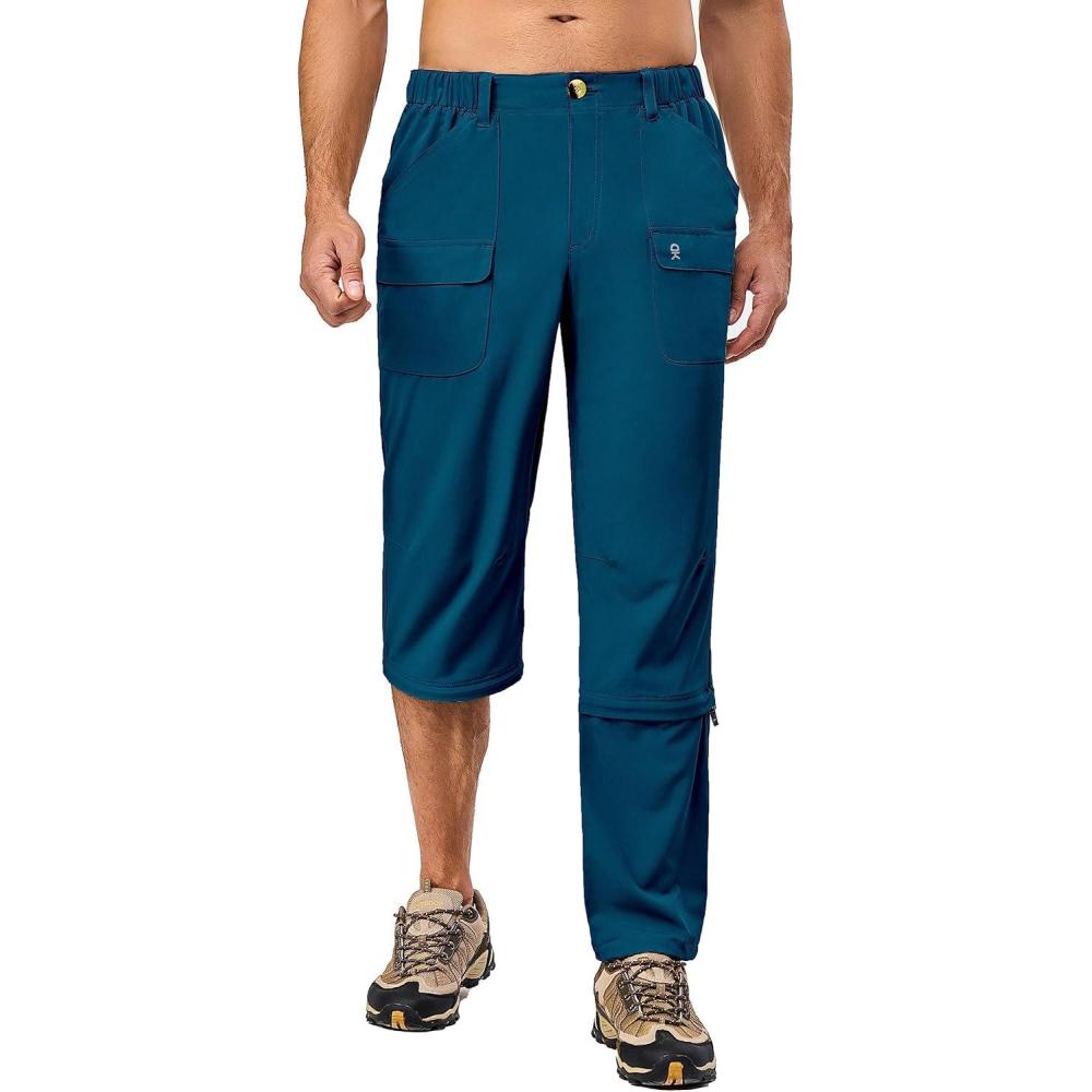 imageLittle Donkey Andy Mens Stretch Convertible Pants ZipOff Lightweight QuickDry Hiking Fishing Travel PantsCapris Navy Blue