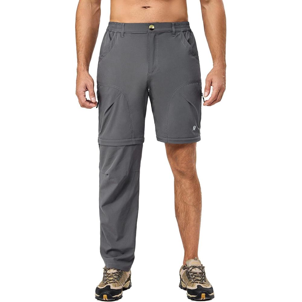 imageLittle Donkey Andy Mens Stretch Convertible Pants ZipOff Lightweight QuickDry Hiking Fishing Travel PantsGrey