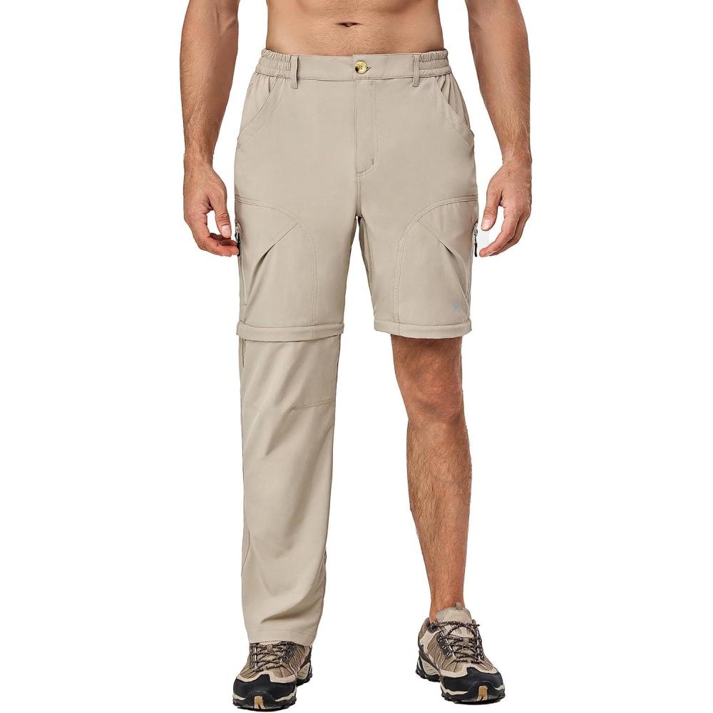 imageLittle Donkey Andy Mens Stretch Convertible Pants ZipOff Lightweight QuickDry Hiking Fishing Travel PantsKhaki