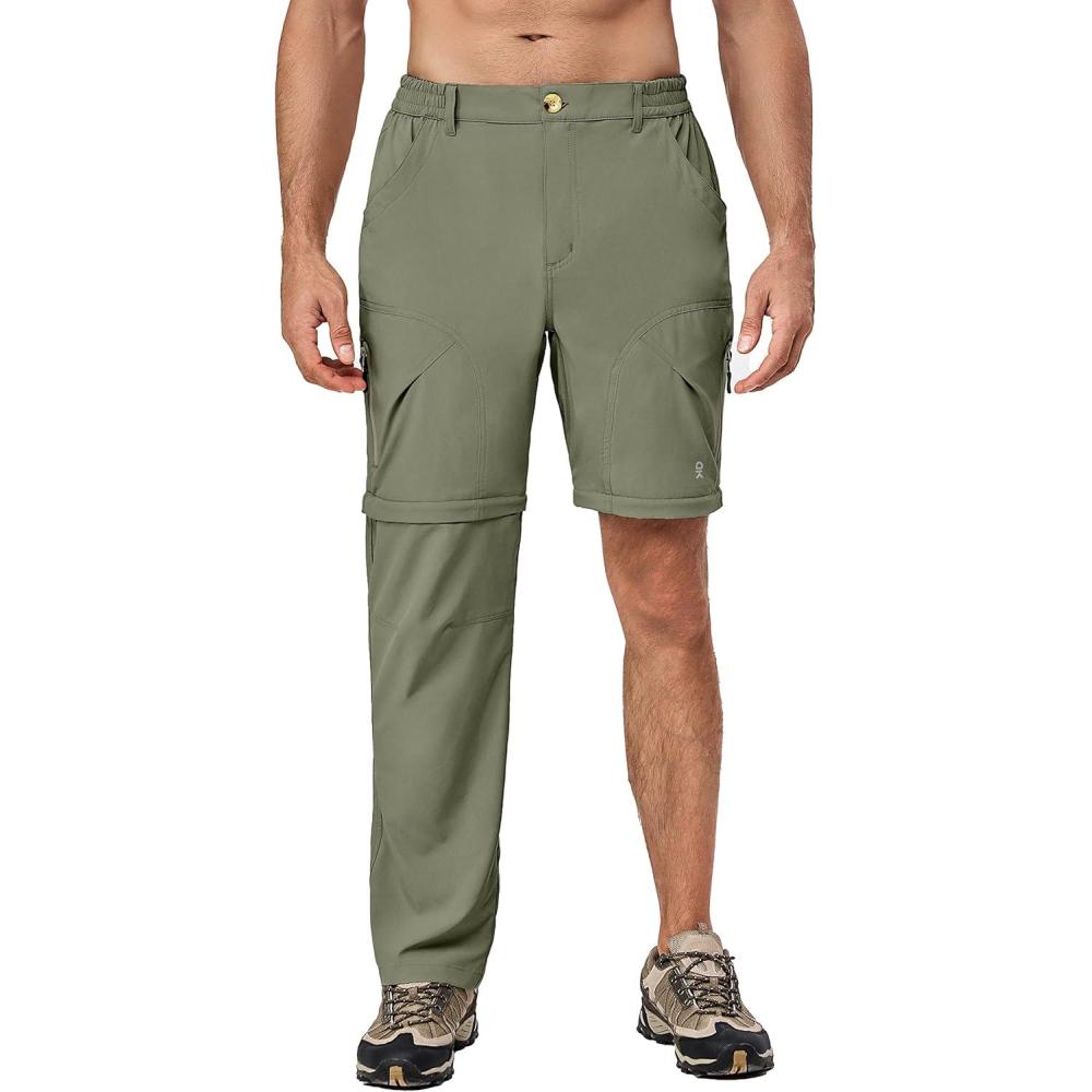 imageLittle Donkey Andy Mens Stretch Convertible Pants ZipOff Lightweight QuickDry Hiking Fishing Travel PantsLaurel Oak