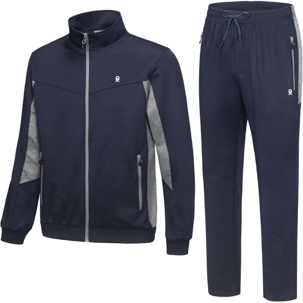 imageLittle Donkey Andy Quick Dry Mens Track Suits 2 Piece Set Stretch Durable Jogging Suit for Men Breathable SweatsuitsNavy