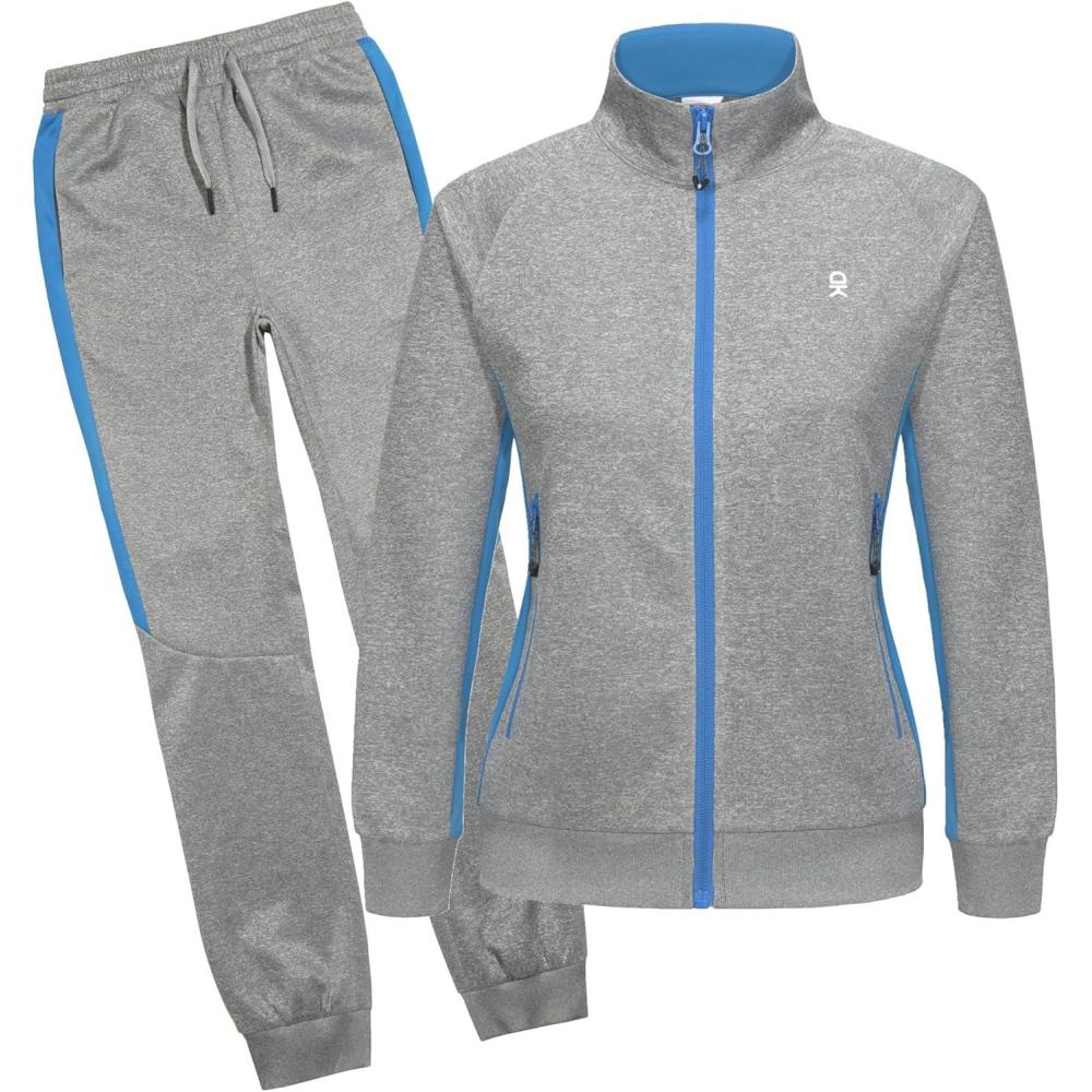 imageLittle Donkey Andy Quick Dry Sweatsuits for Girls Durable Stretch Girls Tracksuit for Outdoor Travel JoggingLight Grey