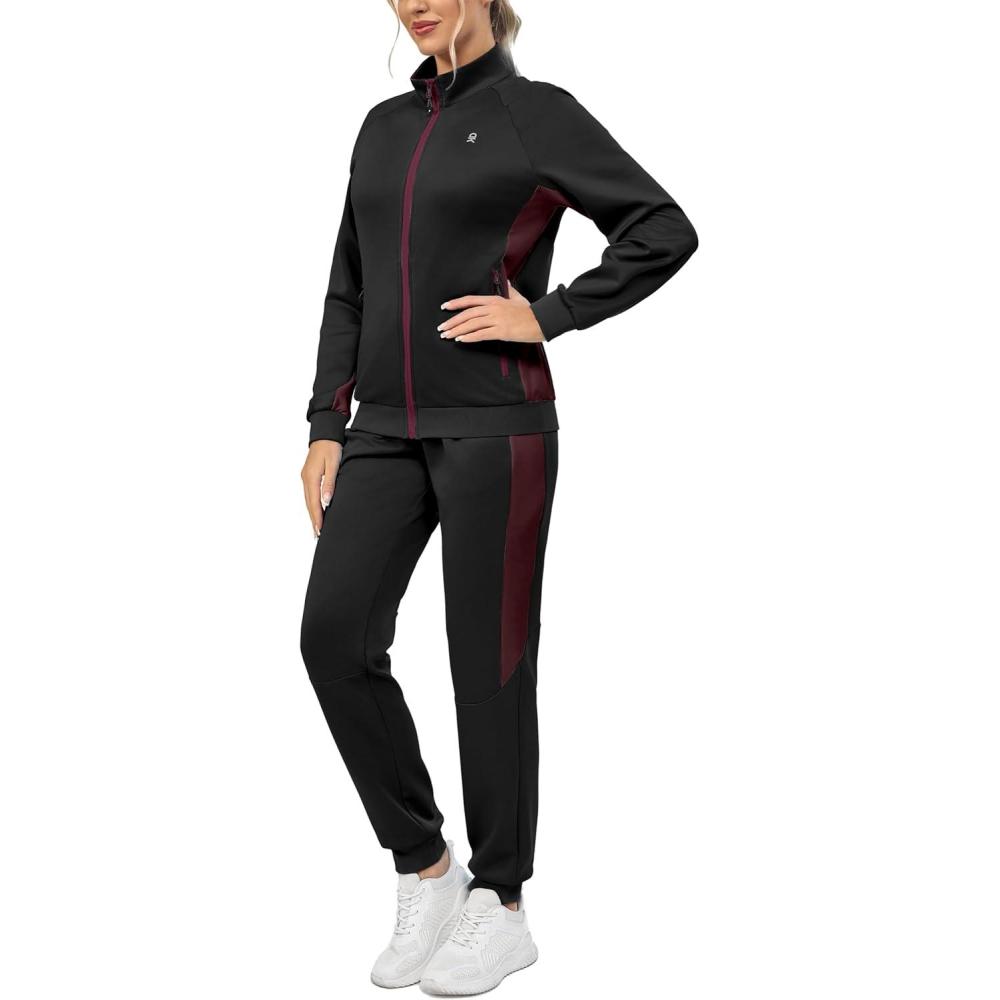 imageLittle Donkey Andy Quick Dry Track Suits for Women Set Stretch Breathable Womens Sweatsuit Outfits Durable Lounge SetRaglanblack