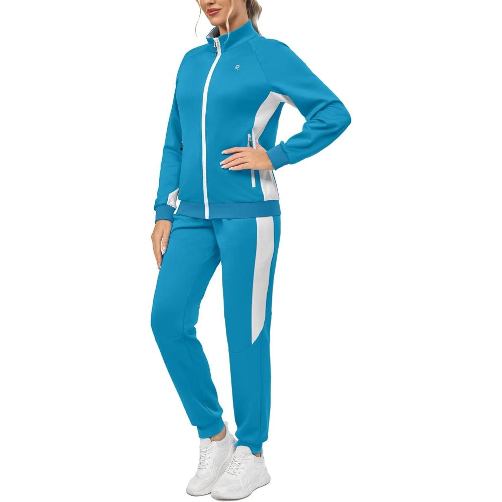 imageLittle Donkey Andy Quick Dry Track Suits for Women Set Stretch Breathable Womens Sweatsuit Outfits Durable Lounge SetRaglansky Blue