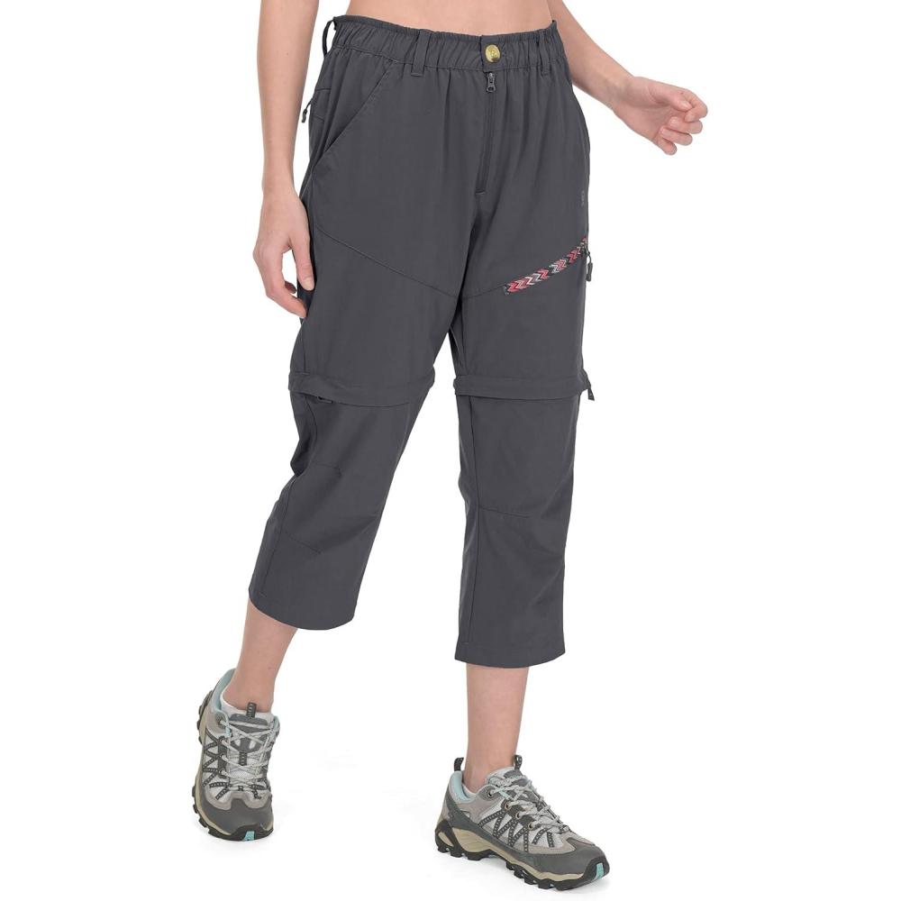 imageLittle Donkey Andy Womens Hiking Zip Off Capri Pants Lightweight Quick Dry UPF 50 Convertible Shorts with 4 PocketsCapris Dark Grey