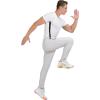 imageLittle Donkey Andy Mens Jogger Pants Sweatpants with Zipper Pockets Tapered Athletic Pants for Men Running Gym WorkoutGrayishwhite