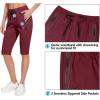 imageLittle Donkey Andy Womens Quick Dry Cool Capri Pants with Stretch Drawstring Summer Hiking Running ShortsAcaprisdark Red