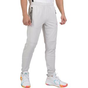 imageLittle Donkey Andy Mens Jogger Pants Sweatpants with Zipper Pockets Tapered Athletic Pants for Men Running Gym WorkoutGrayishwhite