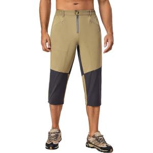 imageLittle Donkey Andy Mens Quick Dry 34 Pants Capri Shorts Lightweight Hiking Running Travel CasualSlate Khaki