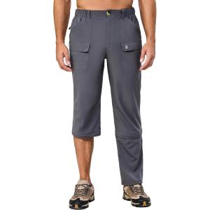 imageLittle Donkey Andy Mens Stretch Convertible Pants ZipOff Lightweight QuickDry Hiking Fishing Travel PantsCapris Grey