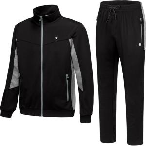 imageLittle Donkey Andy Quick Dry Mens Track Suits 2 Piece Set Stretch Durable Jogging Suit for Men Breathable SweatsuitsBlack