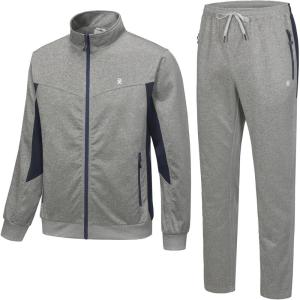 imageLittle Donkey Andy Quick Dry Mens Track Suits 2 Piece Set Stretch Durable Jogging Suit for Men Breathable SweatsuitsLight Grey