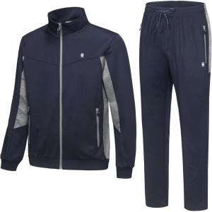 imageLittle Donkey Andy Quick Dry Mens Track Suits 2 Piece Set Stretch Durable Jogging Suit for Men Breathable SweatsuitsNavy