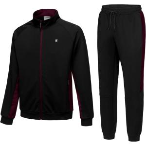 imageLittle Donkey Andy Quick Dry Mens Track Suits 2 Piece Set Stretch Durable Jogging Suit for Men Breathable SweatsuitsRaglanblack