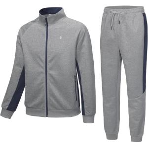 imageLittle Donkey Andy Quick Dry Mens Track Suits 2 Piece Set Stretch Durable Jogging Suit for Men Breathable SweatsuitsRaglanlight Grey