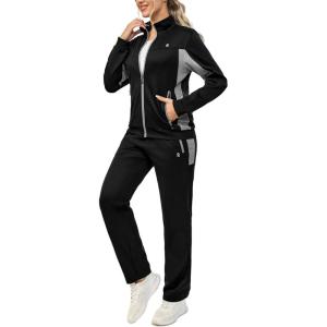 imageLittle Donkey Andy Quick Dry Track Suits for Women Set Stretch Breathable Womens Sweatsuit Outfits Durable Lounge SetBlack
