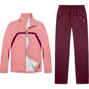 imageLittle Donkey Andy Women Lightweight Running Jacket 2 Pieces Set Full Zip Track Sports Suits for Cycling UV ProtectionPeach Amber