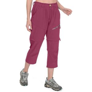 imageLittle Donkey Andy Womens Hiking Zip Off Capri Pants Lightweight Quick Dry UPF 50 Convertible Shorts with 4 PocketsCapris Burgundy