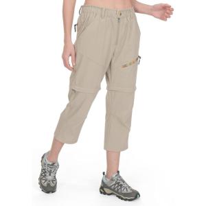 imageLittle Donkey Andy Womens Hiking Zip Off Capri Pants Lightweight Quick Dry UPF 50 Convertible Shorts with 4 PocketsCapris Khaki