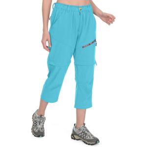 imageLittle Donkey Andy Womens Hiking Zip Off Capri Pants Lightweight Quick Dry UPF 50 Convertible Shorts with 4 PocketsCapris Light Blue