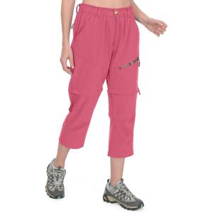 imageLittle Donkey Andy Womens Hiking Zip Off Capri Pants Lightweight Quick Dry UPF 50 Convertible Shorts with 4 PocketsCapris Rounge Red