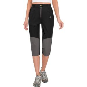 imageLittle Donkey Andy Womens Quick Dry Capri 34 Hiking Lightweight Stretch WaterResistant Pants Golf CasualBlack