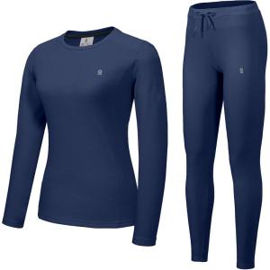 imageLittle Donkey Andy Womens Fleece Lined Thermals Underwear Set Base Layer Long Johns Cold Weather Top BottomNavy Peony