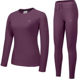 imageLittle Donkey Andy Womens Fleece Lined Thermals Underwear Set Base Layer Long Johns Cold Weather Top BottomPlum Caspia