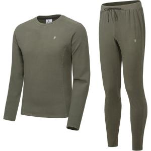 imageLittle Donkey Andy Mens Fleece Lined Thermals Underwear Base Layer Set Long Johns Top Bottom Cold WeatherOlive Green