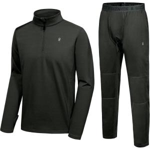 imageLittle Donkey Andy Mens Winter Fleece Pajama Set Warm Long Sleeve Pjs Quarter Zip Sleepwear Lounge Pants With Fly1 Black