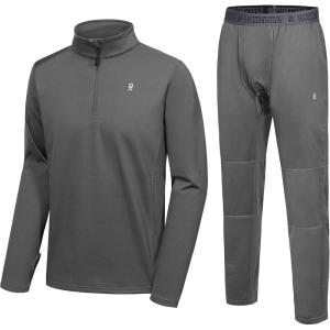 imageLittle Donkey Andy Mens Winter Fleece Pajama Set Warm Long Sleeve Pjs Quarter Zip Sleepwear Lounge Pants With Fly2 Steel Gray