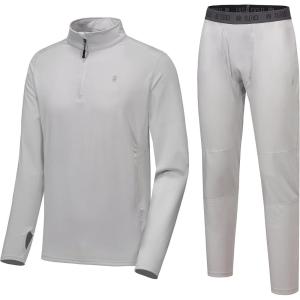 imageLittle Donkey Andy Mens Winter Fleece Pajama Set Warm Long Sleeve Pjs Quarter Zip Sleepwear Lounge Pants With Fly3 Glacier Gray