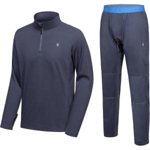 imageLittle Donkey Andy Mens Winter Fleece Pajama Set Warm Long Sleeve Pjs Quarter Zip Sleepwear Lounge Pants With Fly4 Dark Blue