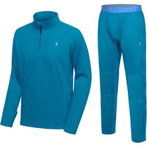 imageLittle Donkey Andy Mens Winter Fleece Pajama Set Warm Long Sleeve Pjs Quarter Zip Sleepwear Lounge Pants With Fly5 Swedish Blue