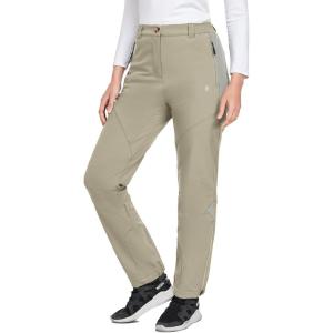 imageLittle Donkey Andy Womens Fleece Lined Waterproof Softshell Pants Hiking Ski Snowboarding PantsKhaki
