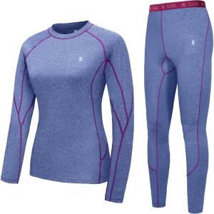 imageLittle Donkey Andy Womens Thermal Underwear Sets Lightweight Warm Base Layers Quick Dry Wicking Top and Bottom for Winter6 Deep Blue