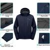 imageLittle Donkey Andy Mens Waterproof Rain Jacket with Detachable Hood Outdoor Raincoat for Hiking Travel CyclingC1deep BlueDeep Blue