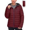 imageLittle Donkey Andy Womens Packable Puffer Jacket Lightweight Windproof Hooded Winter Coat with Recycled Insulation Dark Red XL