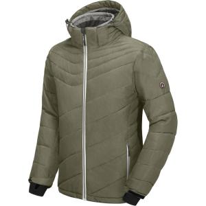 imageLittle Donkey Andy Mens Warm Windproof Ski Insulated Jacket Water Repellent Winter Snowboarding Snow CoatVetiver Green