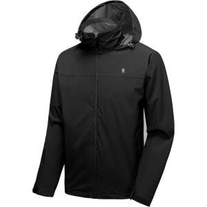 imageLittle Donkey Andy Mens Waterproof Rain Jacket Lightweight Rain Coat Raincoat with Hood for Golf HikingBlack