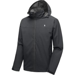 imageLittle Donkey Andy Mens Waterproof Rain Jacket Lightweight Rain Coat Raincoat with Hood for Golf HikingDeep Grey