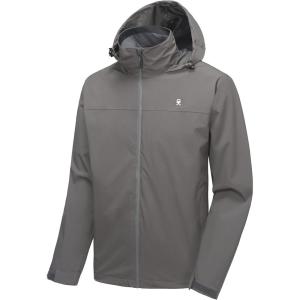 imageLittle Donkey Andy Mens Waterproof Rain Jacket Lightweight Rain Coat Raincoat with Hood for Golf HikingGray
